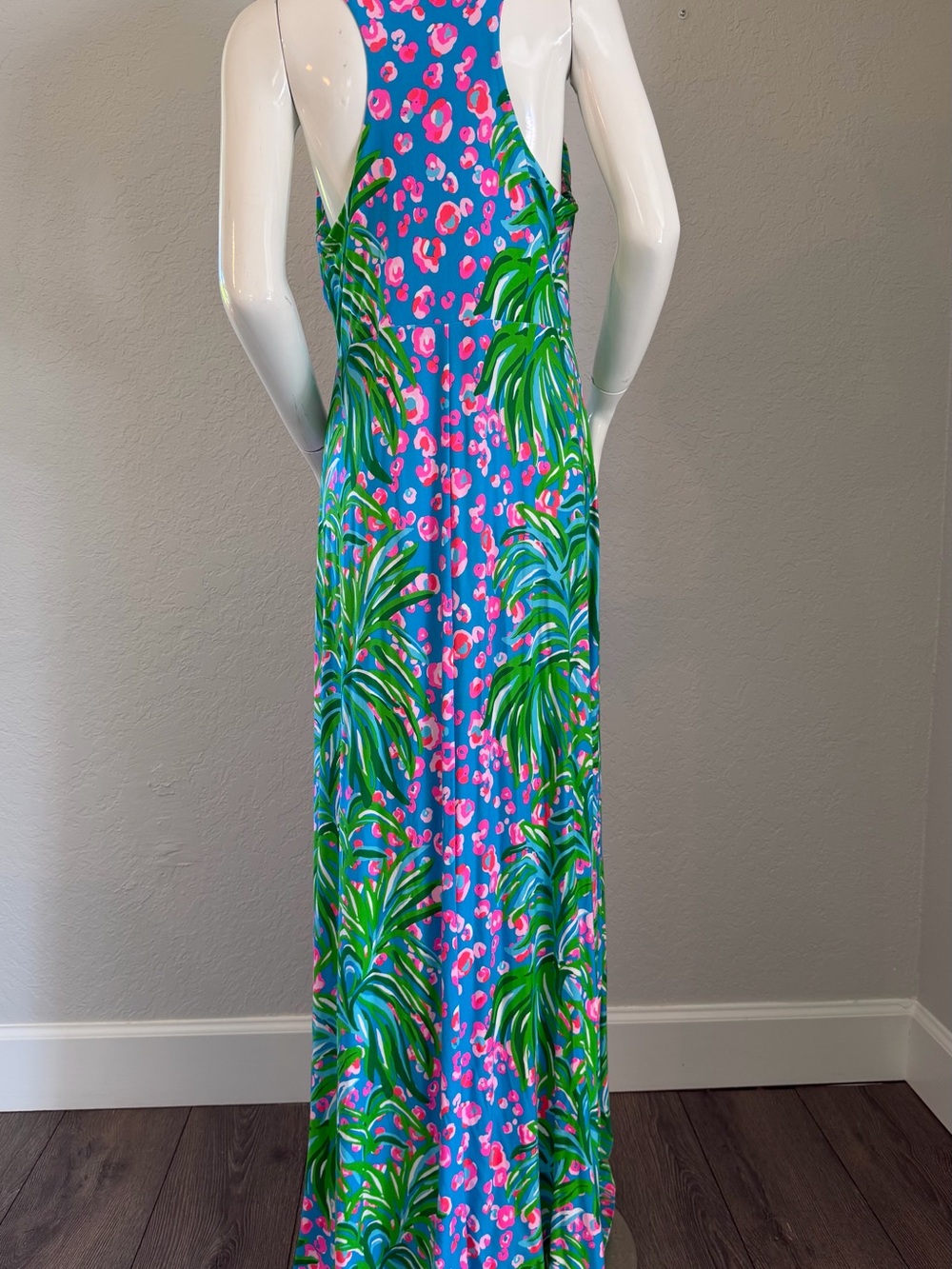 Lilly Pulitzer Blue pink Green Leopard florals noemi turquoise shore maxi Large - Picture 2 of 4